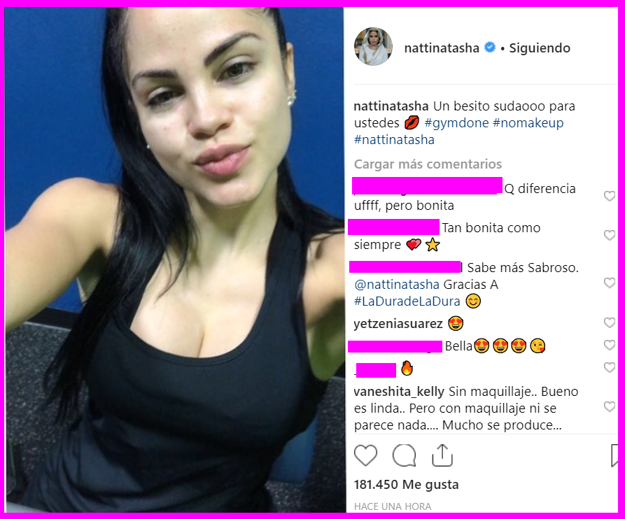 natti natasha sin maquillar